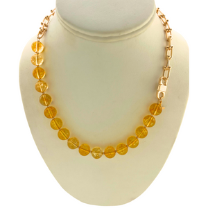 SN467CT Citrine and 18K Gold Plated U shape horseshoe Chain