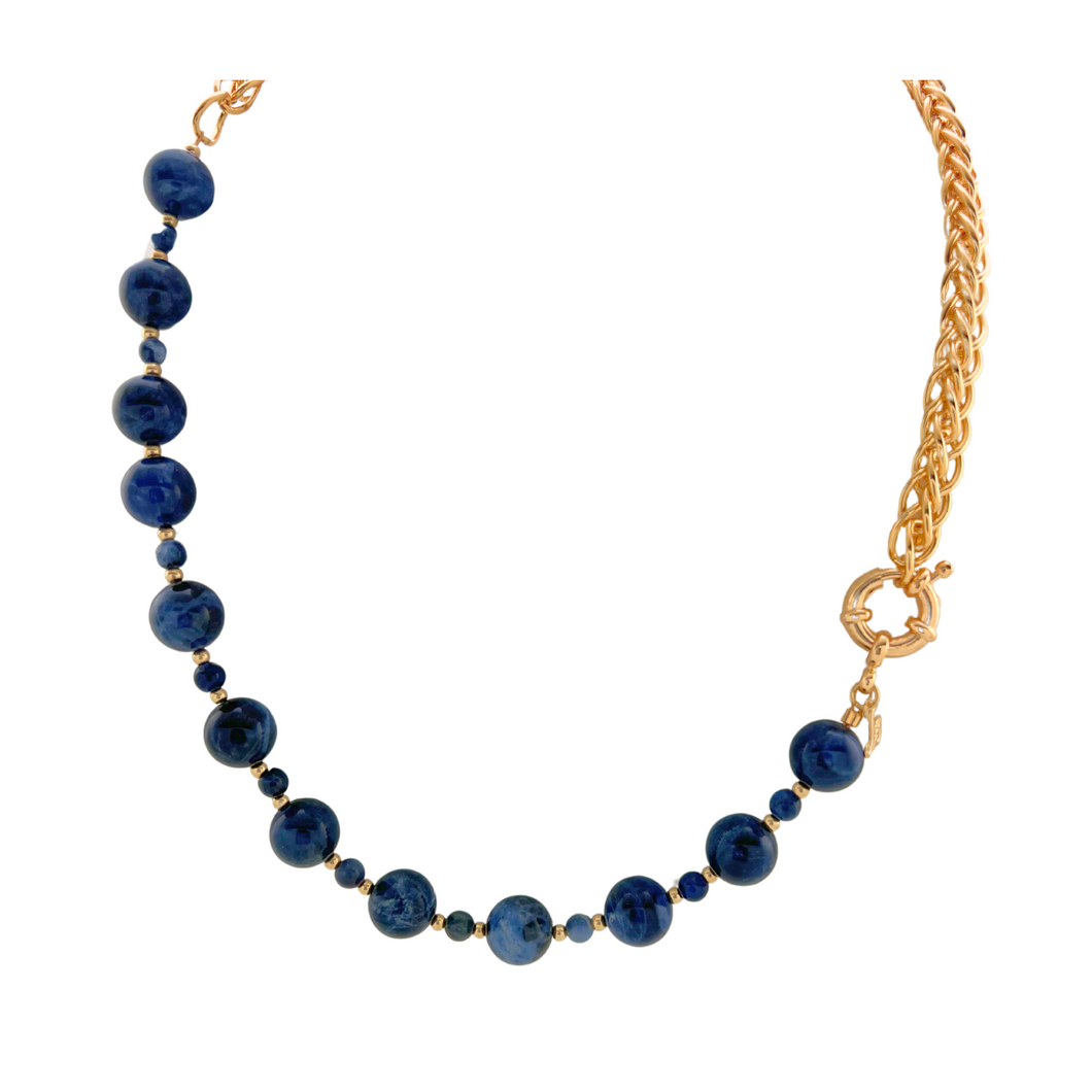 SN468SD Sodalite and 18K Gold Plated Necklace