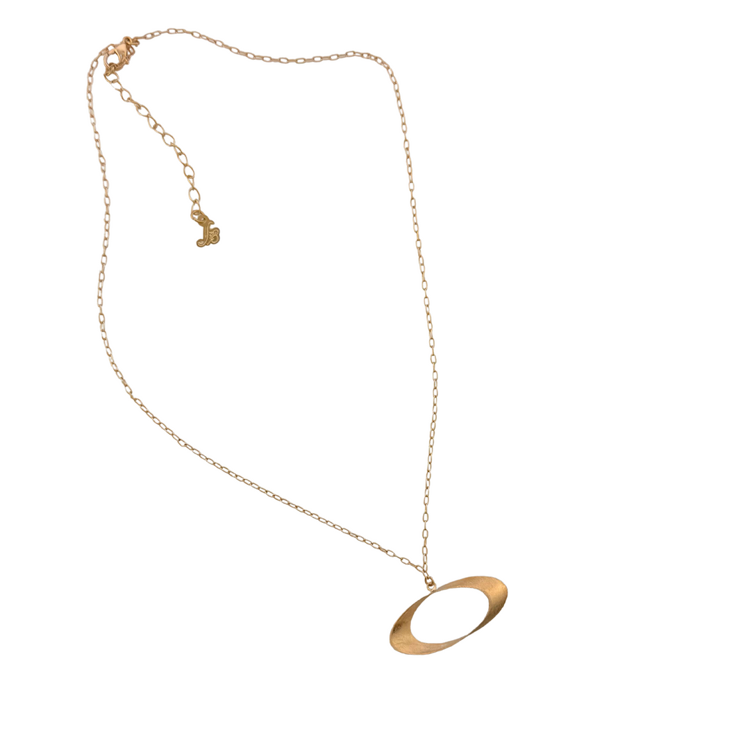 SN475B 18K Gold Plated Chain with brushed Pendant