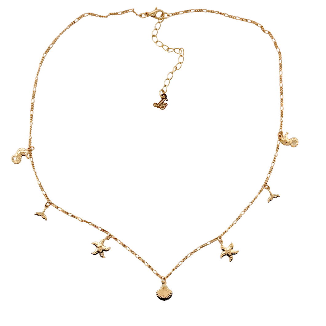 SN476 16'' Sealife 18K Gold Plated Necklace