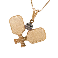Load image into Gallery viewer, SN481B &quot;Two Paddles&quot; 18K Gold Plated Pickleball Necklace
