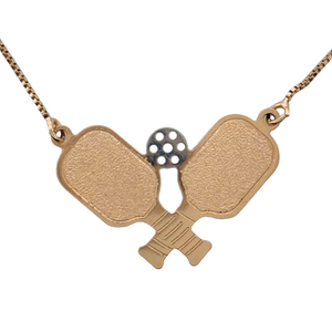 SN481C 18K Gold Plated Double Pickelball Paddles Necklace