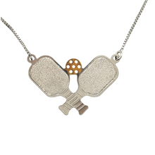 Load image into Gallery viewer, SN482C Two Platinum Plated Pickleball paddle Necklace