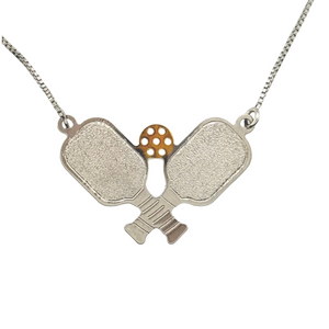 SN482C Two Platinum Plated Pickleball paddle Necklace