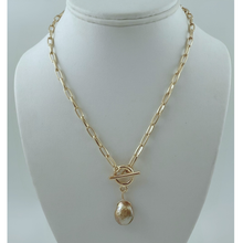 Load image into Gallery viewer, SN488 18K Gold Plated Necklace with a gold fresh water Pearl