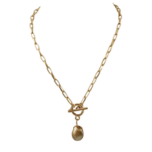 Load image into Gallery viewer, SN488 18K Gold Plated Necklace with a gold fresh water Pearl