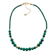 Load image into Gallery viewer, SN491 Natural Malachite Necklace and 18K Gold Plated balls