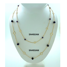 Load image into Gallery viewer, SN492AM 4mm Amethyst spheres in a 18k Gold-plated Necklace