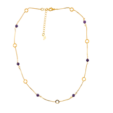 Load image into Gallery viewer, SN492AM 4mm Amethyst spheres in a 18k Gold-plated Necklace