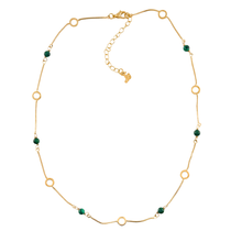 Load image into Gallery viewer, SN492MK 4mm Malachite spheres in a 18k Gold-plated Necklace