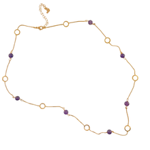Load image into Gallery viewer, SN493AM 6mm Amethyst spheres in a 18K Gold Plated necklace