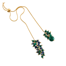 Load image into Gallery viewer, SN494 18K Gold Plated Chain with Malachite/Sodalite Pendants