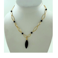 Load image into Gallery viewer, SN496ON 18K Gold Plated Necklace with Onyx