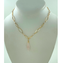 Load image into Gallery viewer, SN496RQ 18K Gold Plated Necklace with Rose quartz Stones
