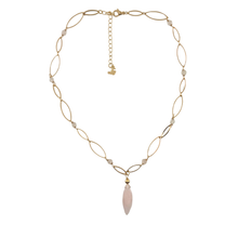 Load image into Gallery viewer, SN496RQ 18K Gold Plated Necklace with Rose quartz Stones