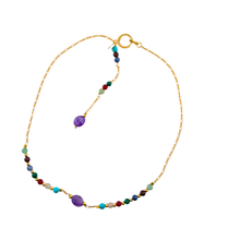 Load image into Gallery viewer, SN497 Multi Stones Necklace with a backdrop Pendant