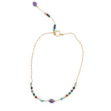 Load image into Gallery viewer, SN497 Multi Stones Necklace with a backdrop Pendant