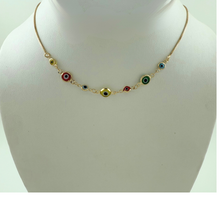 Load image into Gallery viewer, SN499MT 18K Gold Plated adjustable Necklace with multi evil eyes