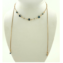 Load image into Gallery viewer, SN499TQ Blue Evil Eye adjustable 18K Gold Plated Necklace