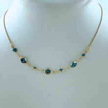 Load image into Gallery viewer, SN499TQ Blue Evil Eye adjustable 18K Gold Plated Necklace