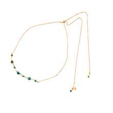 Load image into Gallery viewer, SN499TQ Blue Evil Eye adjustable 18K Gold Plated Necklace