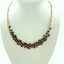 Load image into Gallery viewer, SN501GA Hand woven Necklace with 2.5mm garnet stones