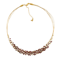 Load image into Gallery viewer, SN501GA Hand woven Necklace with 2.5mm garnet stones