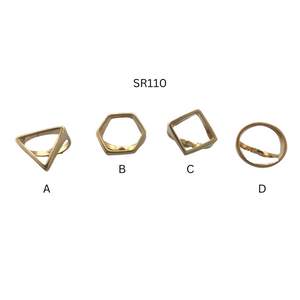 SR110B "Octagonal" Geometric 18K Gold Plated Ring