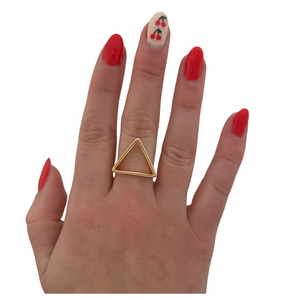 SR110A "Triangle" Geometric Design 18K Gold Plated Ring