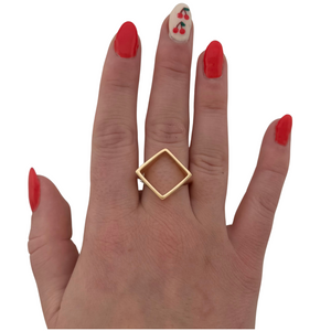 SR110C "Square" Geometric design 18K Gold Plated Ring