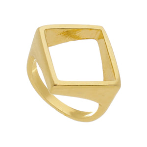 SR110C "Square" Geometric design 18K Gold Plated Ring