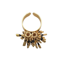 Load image into Gallery viewer, SR115BL  18K Gold Plated ring with leather accents