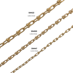 SN422A 16'' horseshoe "U" shape link 18K Gold Plated chain