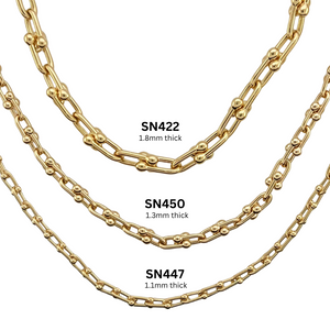 SN450B 20'' medium links 18K Gold Plated Chain