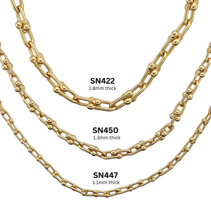 SN447C 22''  small links 18K Gold Plated Chain