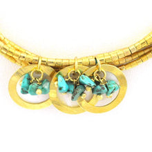 Load image into Gallery viewer, SN270TQ Natural strand and leather necklace with turquoise and mother of pearl stones