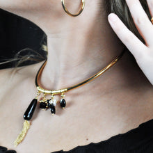 Load image into Gallery viewer, SN376ON Choker Length 3/4 necklace with Onyx