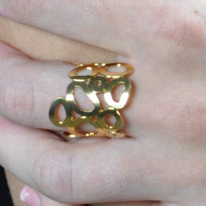 SR020 18k Gold Plated Bubble ring