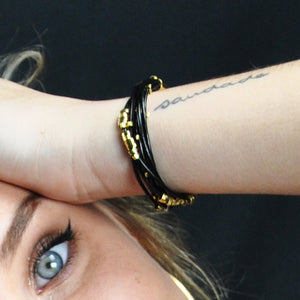 SB106A Black Leather Bracelet