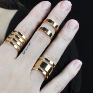 SR097 18k Gold Plated Ring with Slotted Design