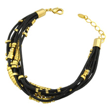 Load image into Gallery viewer, SB106A Black Leather Bracelet