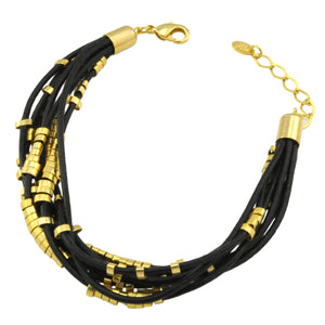 SB106A Black Leather Bracelet