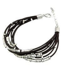 Load image into Gallery viewer, SB106RA Brown Leather Bracelet with Silver Bands
