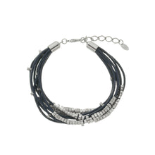 Load image into Gallery viewer, SB106RC Blue Leather Bracelet with silver Bands
