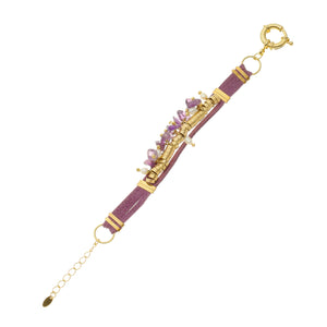 SB152AM Purple Leather Bracelet with Amethyst