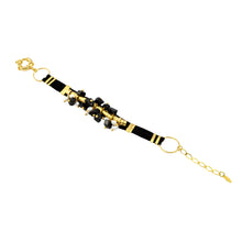 Load image into Gallery viewer, SB152ON Black Leather Bracelet with Onyx