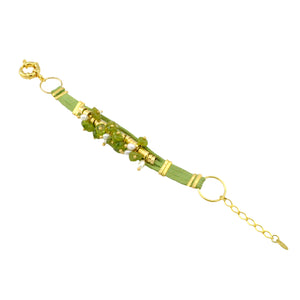 SB152PD Green Leather Bracelet with Peridot