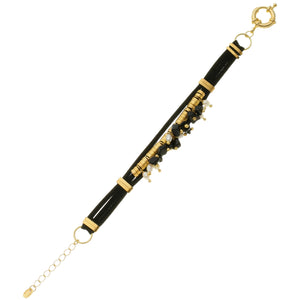 SB152ON Black Leather Bracelet with Onyx