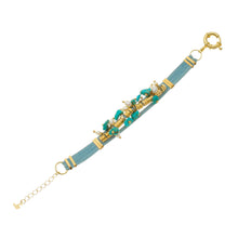 Load image into Gallery viewer, SB152TQ Blue Leather Bracelet with Turquoise