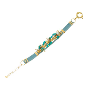 SB152TQ Blue Leather Bracelet with Turquoise